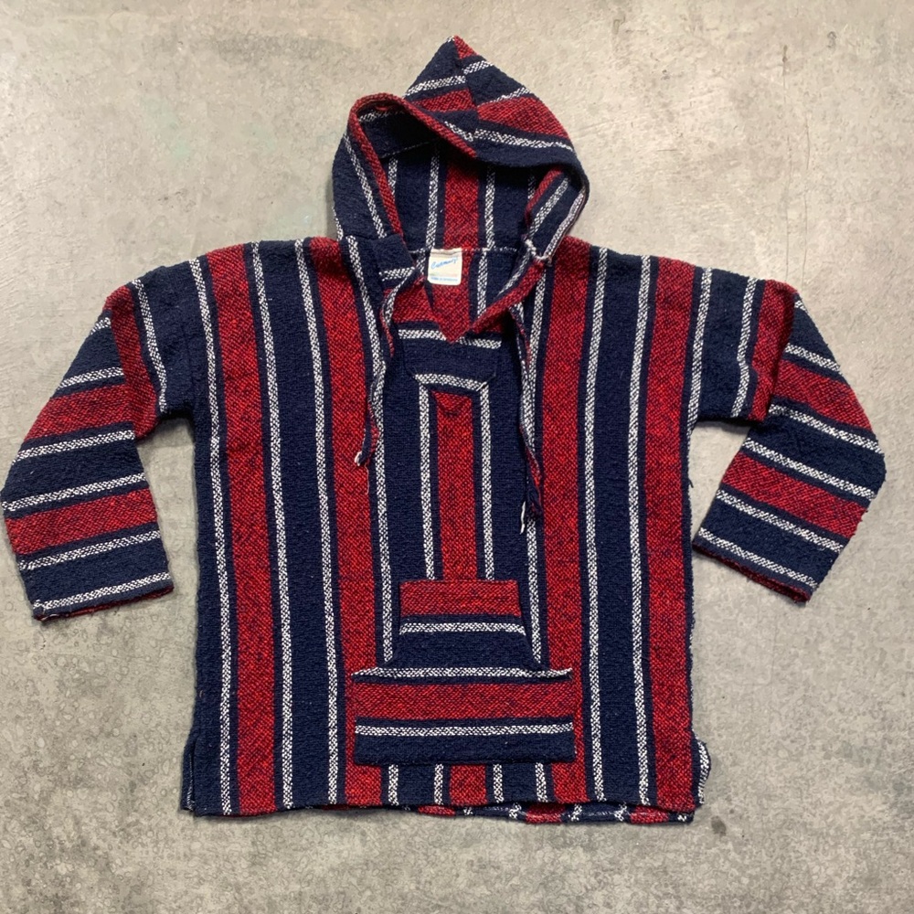 Vintage Mexican Baja Aztec Drug Rug Pancho Hoodie
